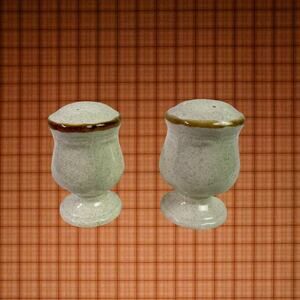 Mikasa VTG Stoneware Pedestal Style Salt and Pepper Shakers With Plugs 1970s